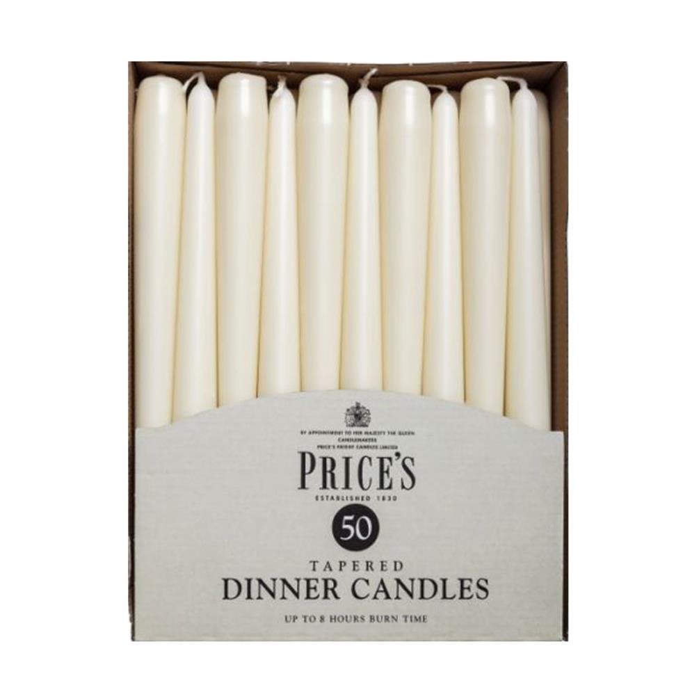 Price's Ivory Tapered Dinner Candle (Pack of 50) £28.79